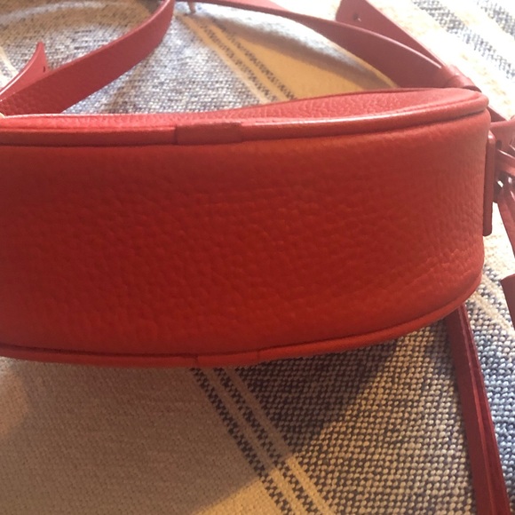 ALL SAINTS Kepi Lea Round leather Crossbody Bag Red - Picture 5 of 7
